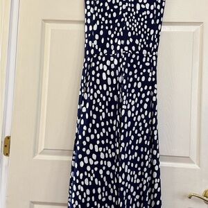 London Times Navy Polka Dot Dress Size 20 Plus Size Belted